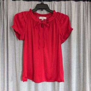 Catherine Malandrino Top Womens S Red Short Sleeve Girly Romantic Feminine